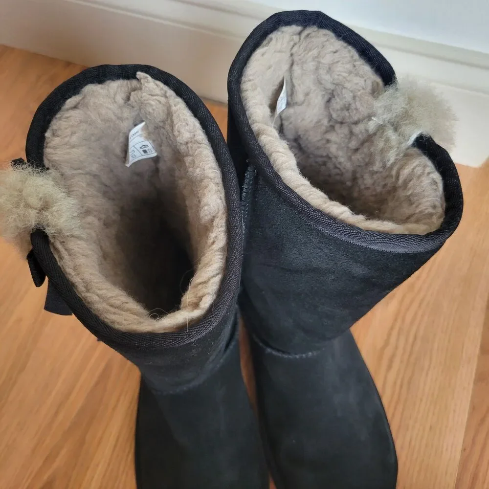 Koolaburra by UGG Victoria Tall Black Suede Bow Boots Size 7
